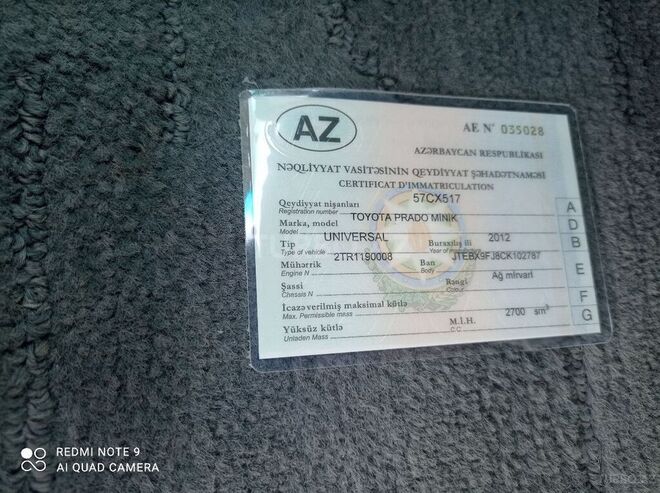 Toyota Prado 2012, 142,000 km - 2.7 l - Gəncə