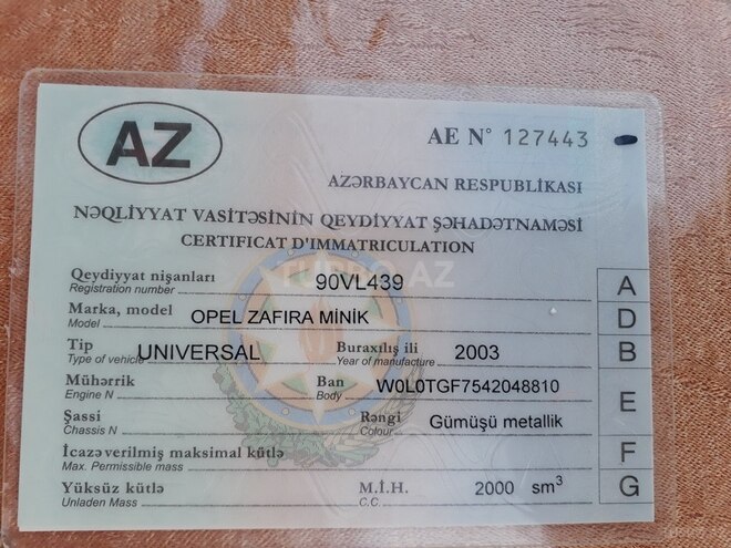 Opel Zafira 2003, 398,000 km - 2.0 l - Balakən