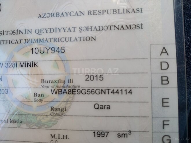 BMW 328 2015, 107,000 km - 2.0 l - Bakı