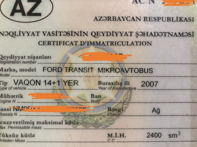 Ford Transit 2007, 378,400 km - 2.4 l - Sumqayıt