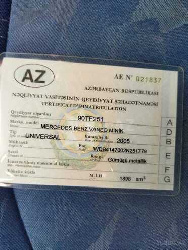 Mercedes Vaneo 2005, 555,555 km - 1.9 l - Bakı