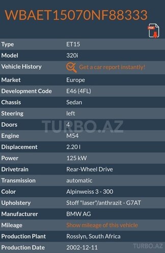 BMW 320 2002, 286,425 km - 2.2 l - Lənkəran