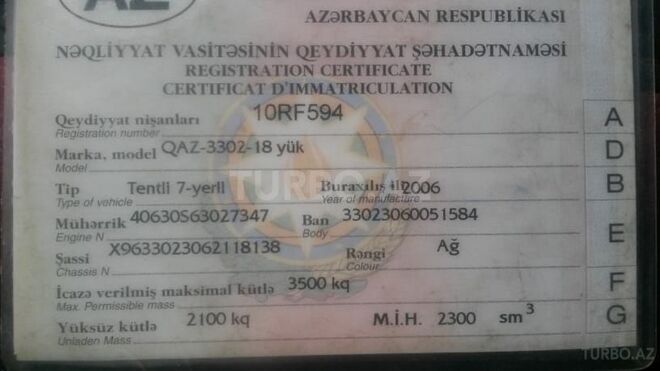 GAZ 33021 2006, 150,000 km - 2.4 l - Sabirabad