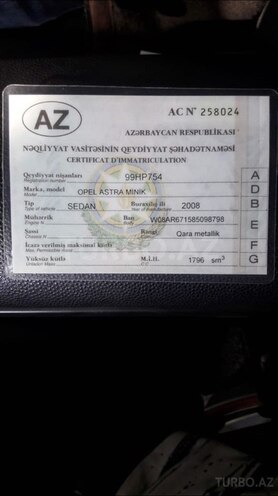 Opel Astra 2008, 268,500 km - 1.8 l - Bakı