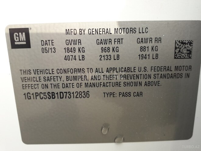 Chevrolet Cruze 2013, 160,520 km - 1.4 l - Bakı