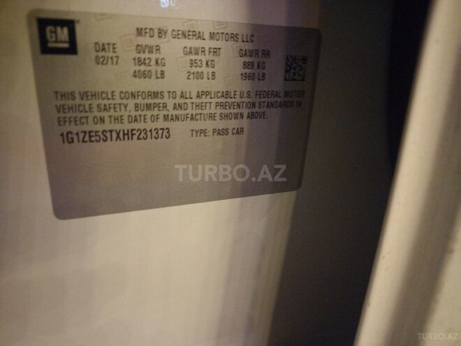 Chevrolet Malibu 2017, 110,000 km - 1.5 l - Bakı