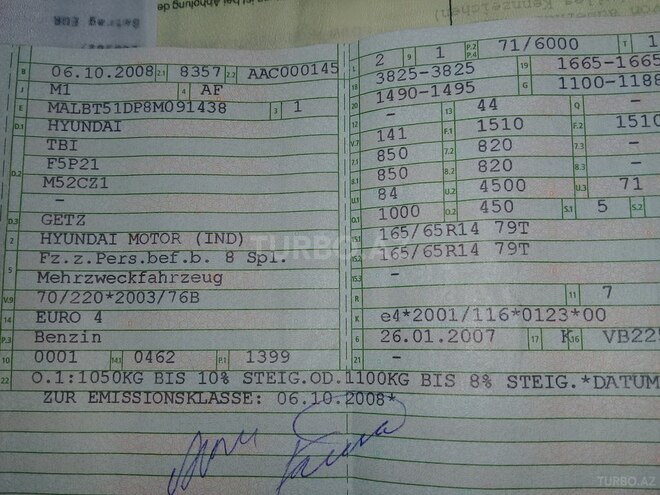 Hyundai Getz 2008, 165,000 km - 1.4 l - Bakı