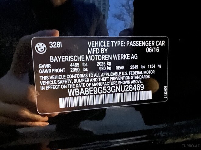 BMW 328 2016, 37,200 km - 2.0 l - Bakı