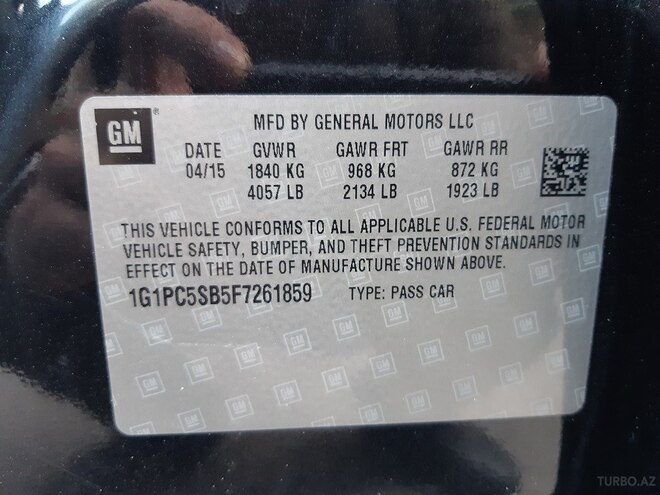 Chevrolet Cruze 2015, 98,900 km - 1.4 l - Bakı