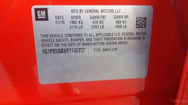 Chevrolet Cruze 2015, 134,070 km - 1.4 l - Bakı