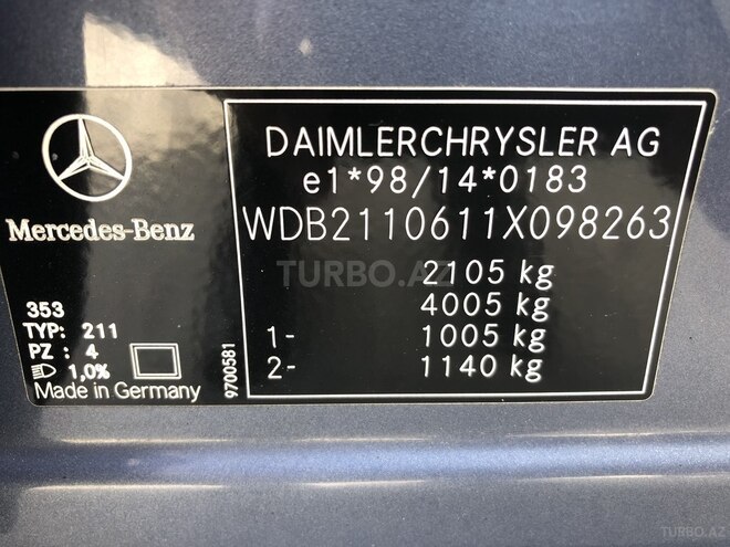 Mercedes E 240 2003, 332,900 km - 2.4 l - Bakı