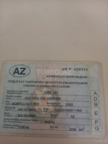 GAZ 33023-744 2002, 78,000 km - 2.9 l - Bərdə