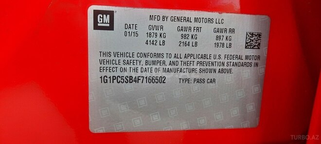 Chevrolet Cruze 2015, 176,000 km - 1.4 l - Bakı