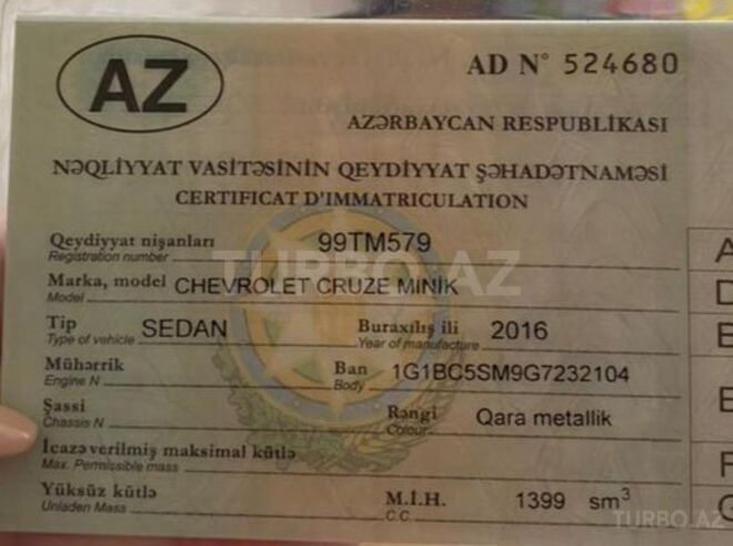 Chevrolet Cruze 2016, 104,646 km - 1.4 л - Bakı