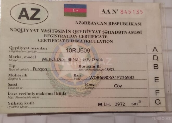 Mercedes Vario 1992, 524,123 km - 4.0 л - Şəmkir