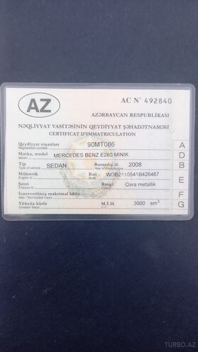 Mercedes E 280 2009, 190,000 km - 3.0 l - Bakı