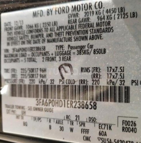 Ford Fusion 2014, 141,630 km - 1.5 l - Bakı