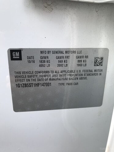 Chevrolet Malibu 2016, 185,500 km - 1.5 l - Bakı