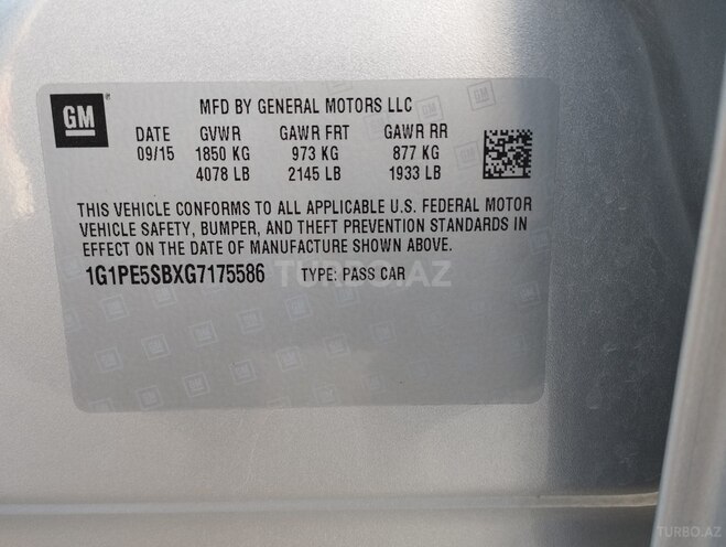 Chevrolet Cruze 2015, 155,564 km - 1.4 l - Gəncə