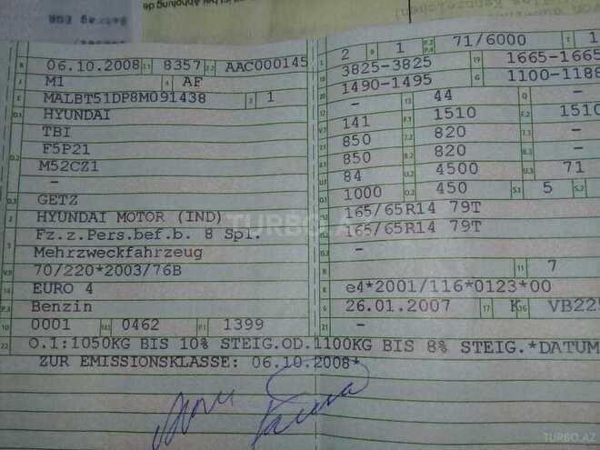Hyundai Getz 2008, 163,450 km - 1.4 l - Bakı