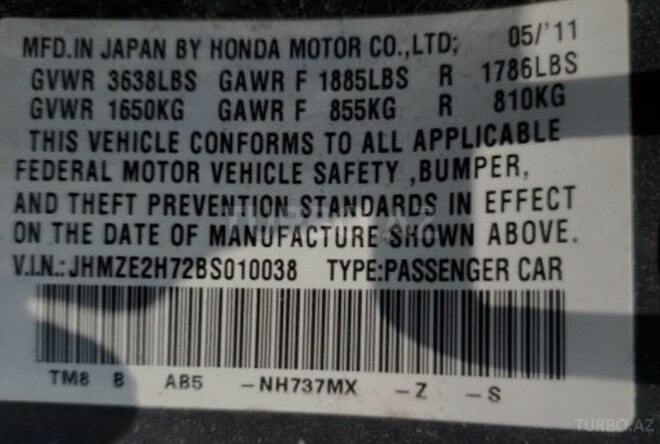 Honda Insight 2011, 167,000 km - 1.3 l - Bakı