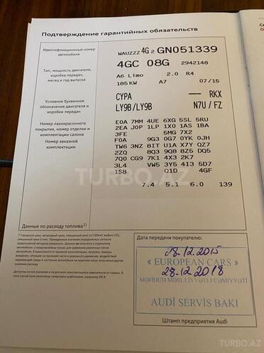 Audi A6 2015, 81,500 km - 2.0 l - Bakı