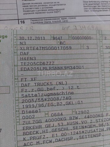 DAF 105 XF 2013, 1,000,000 km - 13.0 l - Bakı