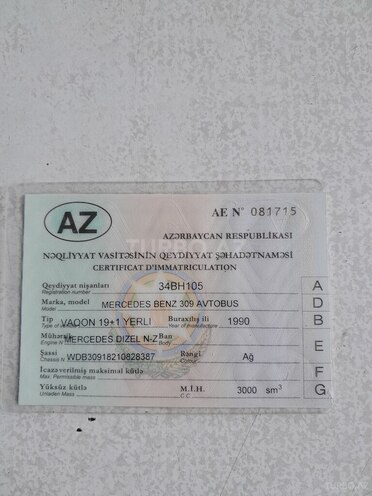 Mercedes 609 D 1990, 500,000 km - 3.0 l - Qax
