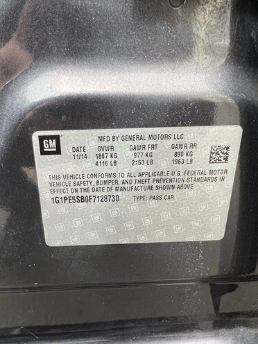 Chevrolet Cruze 2015, 190,500 km - 1.4 l - Gəncə