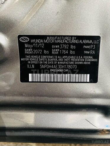 Hyundai Elantra 2012, 72,200 km - 1.8 l - Bakı