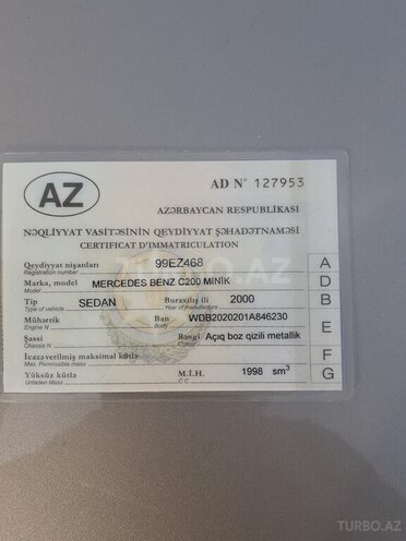 Mercedes C 200 1999, 414,525 km - 2.0 л - Bakı
