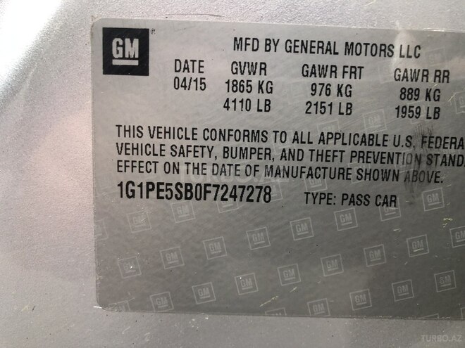 Chevrolet Cruze 2015, 191,100 km - 1.4 л - Sumqayıt