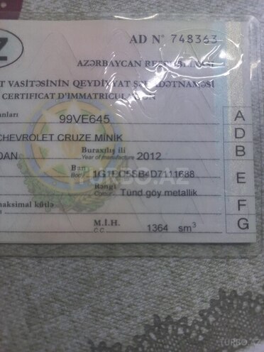 Chevrolet Cruze 2012, 136,000 km - 1.4 l - Gəncə