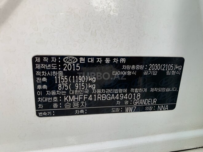 Hyundai Grandeur 2015, 216,000 km - 2.2 l - Bakı