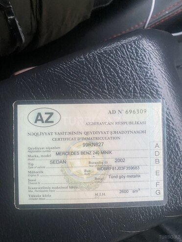 Mercedes C 240 2002, 442,240 km - 2.6 л - Bakı