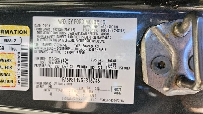 Ford Mustang 2016, 128,000 km - 2.3 l - Bakı