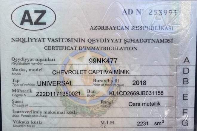 Chevrolet Captiva 2018, 95,000 km - 2.2 л - Bakı