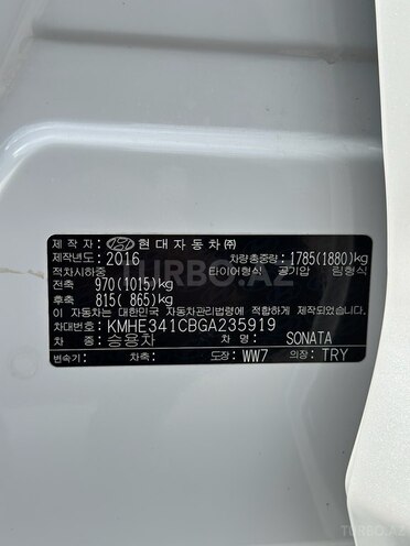 Hyundai Sonata 2016, 114,200 km - 2.0 l - Beyləqan