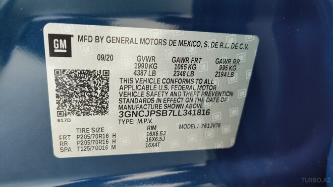 Chevrolet Trax 2020, 32,213 km - 1.4 l - Bakı