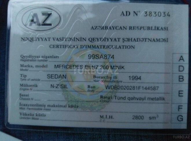 Mercedes C 280 1994, 651,000 km - 2.8 л - Bakı