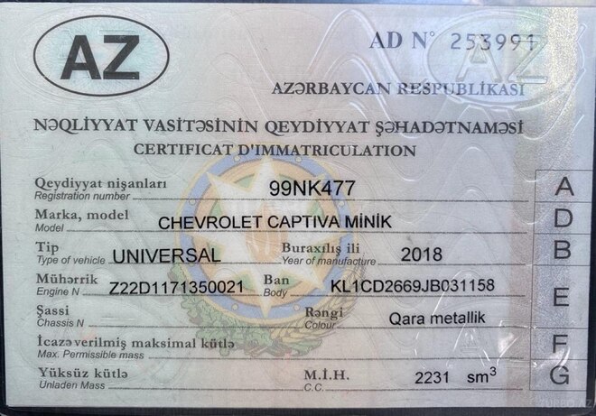 Chevrolet Captiva 2018, 98,000 km - 2.2 л - Bakı