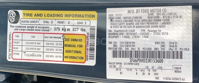 Ford Fusion 2018, 750,400 km - 1.5 л - Bakı