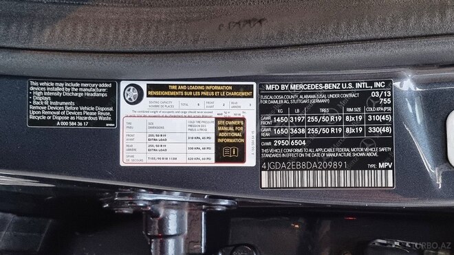 Mercedes ML 350 4MATIC 2013, 277,400 km - 3.0 л - Bakı