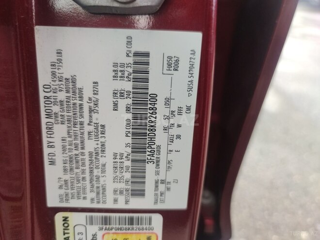 Ford Fusion (North America) 2019, 80,000 km - 1.5 l - Bakı