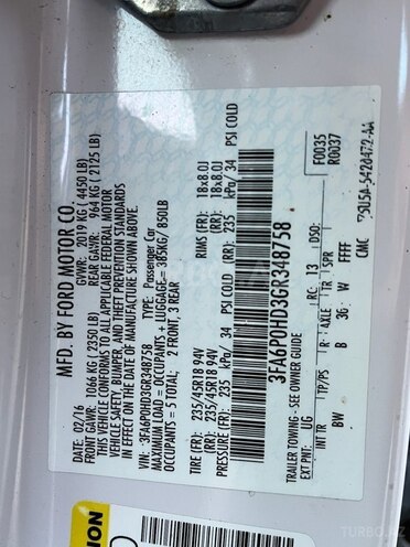 Ford Fusion (North America) 2016, 296,119 km - 1.5 л - Qax