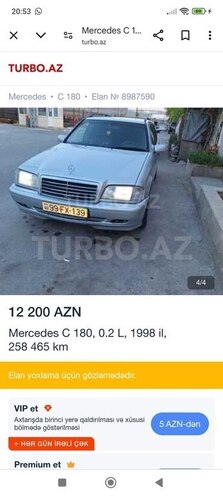 Mercedes C 220 1998, 258,465 km - 2.2 l - Bakı