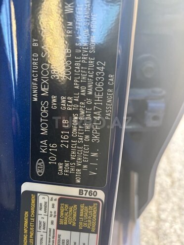 Kia Forte 2016, 117,482 km - 2.0 l - Bakı