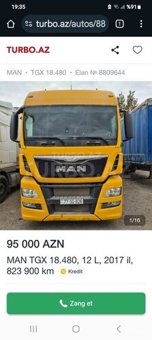 MAN TGX 18.480 2017, 823,900 km - 12.0 л - Bakı