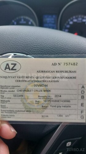 Chevrolet Cruze 2014, 272,500 km - 1.4 l - Bakı