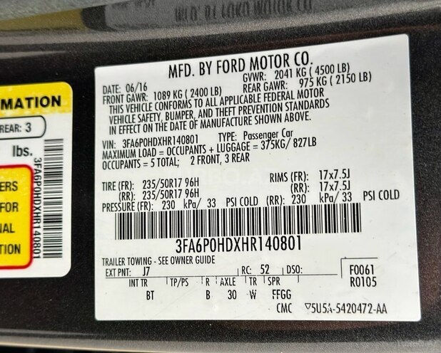 Ford Fusion (North America) 2017, 119,000 km - 1.5 л - Bakı